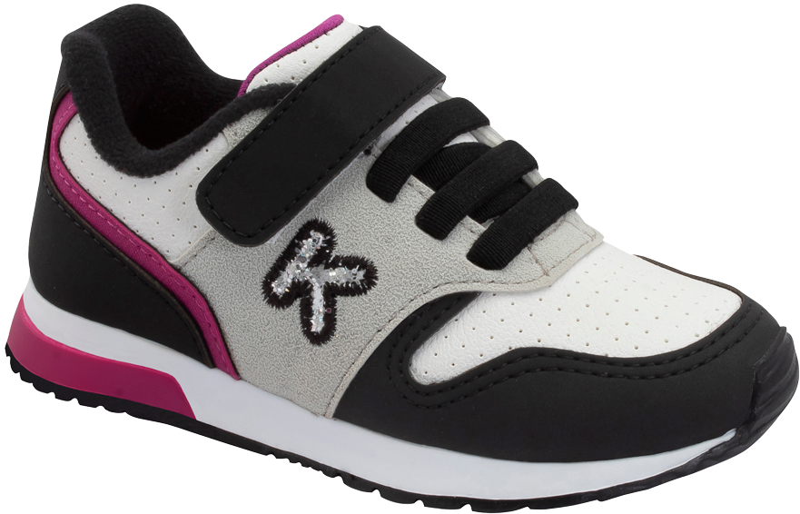 Tenis Klin Mini Walk Negro/ Rosa Plata
