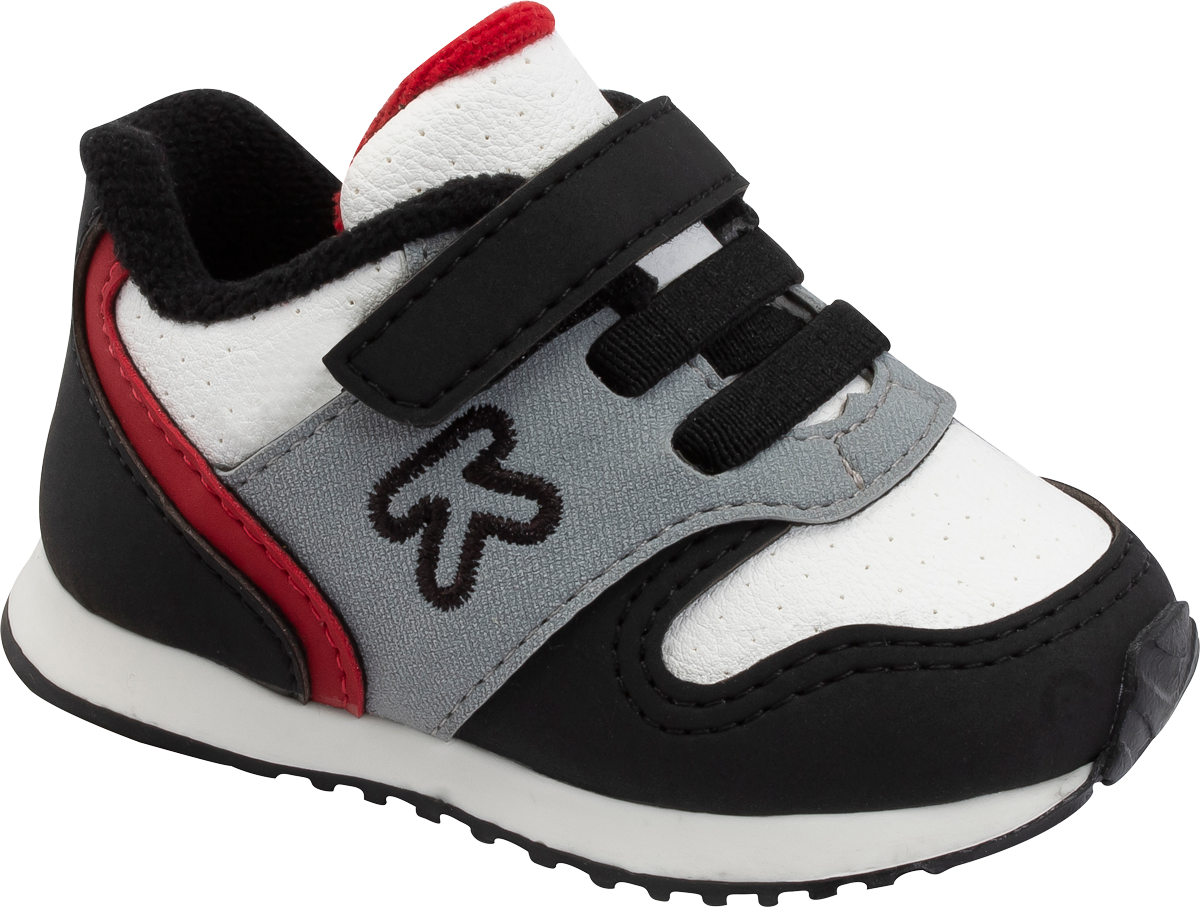 Tenis Klin Walk Baby Blanco Negro/ Rojo Gris