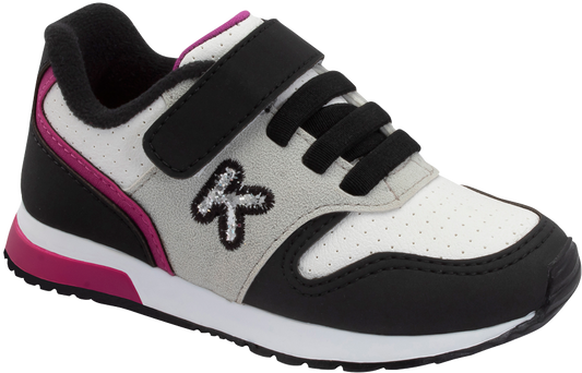 Tenis Klin Mini Walk Negro Rosa Plata