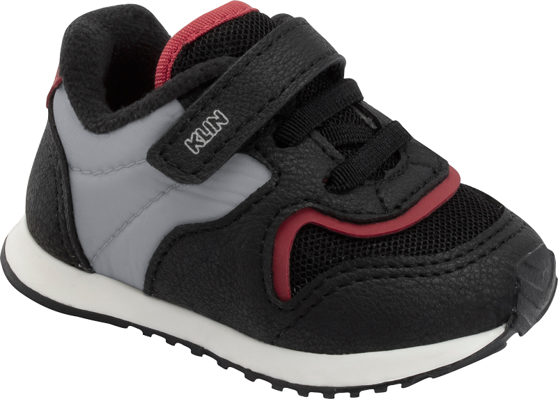 Tenis Klin Baby Walk Negro Rojo Gris