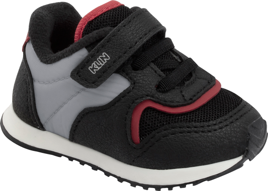 Tenis Klin Baby Walk Negro Rojo Gris